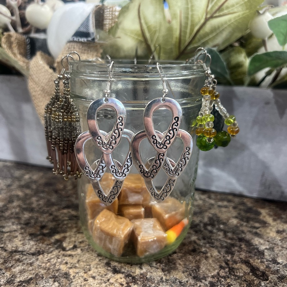 Silver Teardrop Earrings with Intricate Design